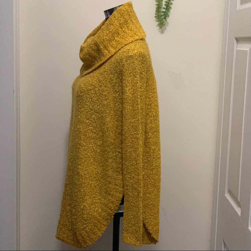 Faded Glory Knit Cozy Boulce Cowl Neck Breathable Chic Septre Gold Sweater Top